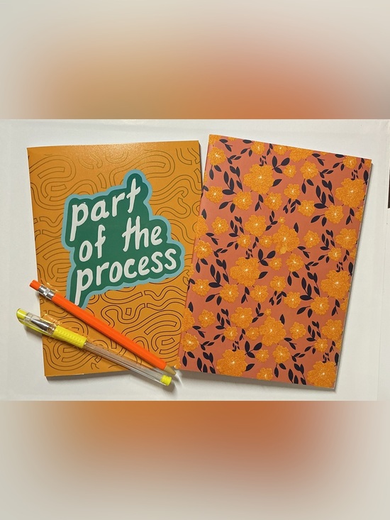 Other - Notebook "Part of the Process" & Orange Floral Notebook w/Gel Pen & Pencil
